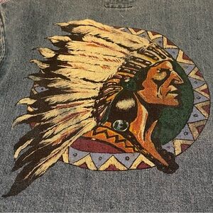 ‼️SOLD‼️ PRL Vintage Chief Indian Head Native American Jean Jacket Large